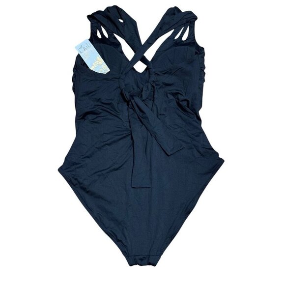 Becca Rebecca Virtue Sz 1X 16 18 Swimsuit Black Strappy One Piece Plus Size New - Picture 4 of 6